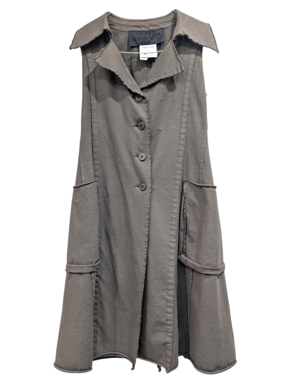 Rundholz DIP Gray Cotton Sleeveless Pocket Dress 100% Cotton